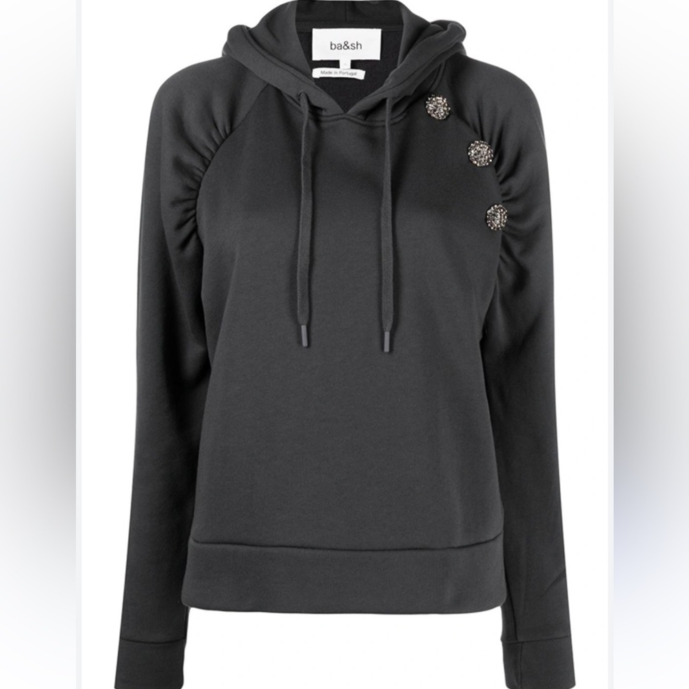 Ba&sh Decorative Button Hoodie size 2 grey